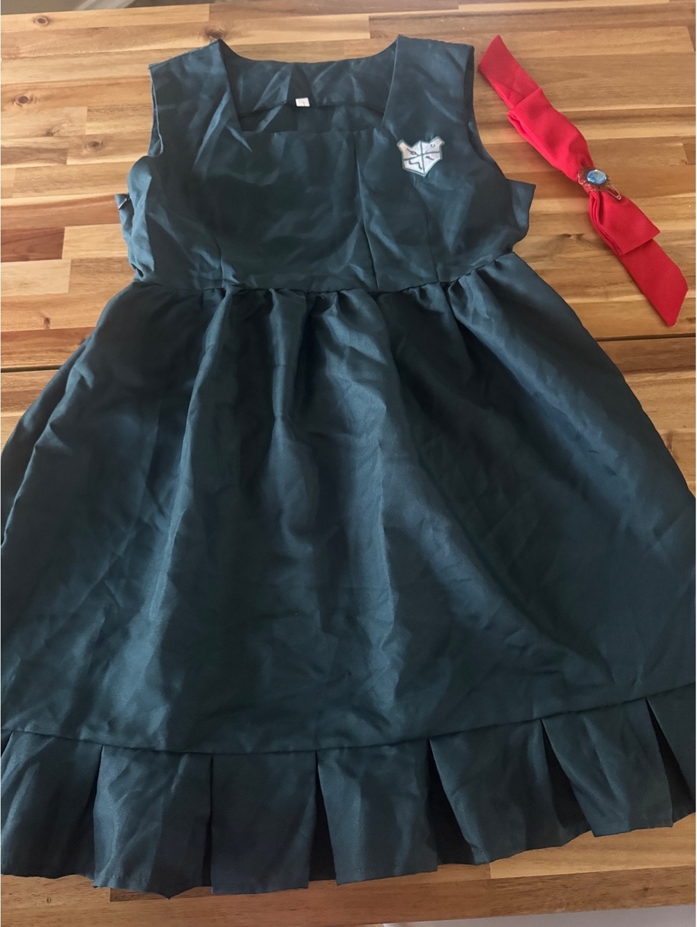 Adult 2X Anime Halloween Costume Dress Teal Red Sash Cosplay Plus Size